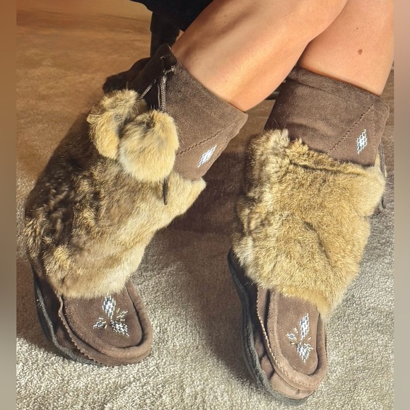 Shoes - Traditional mid calf mukluks with gum rubber sole